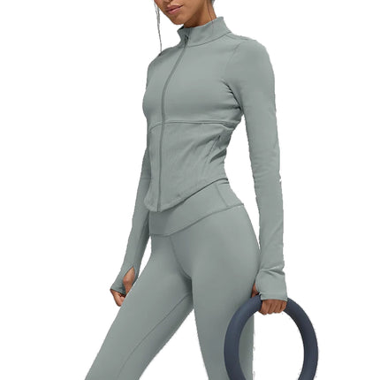 alo Women's Airbrush Corset Full Zip Jacket Lunar Grey