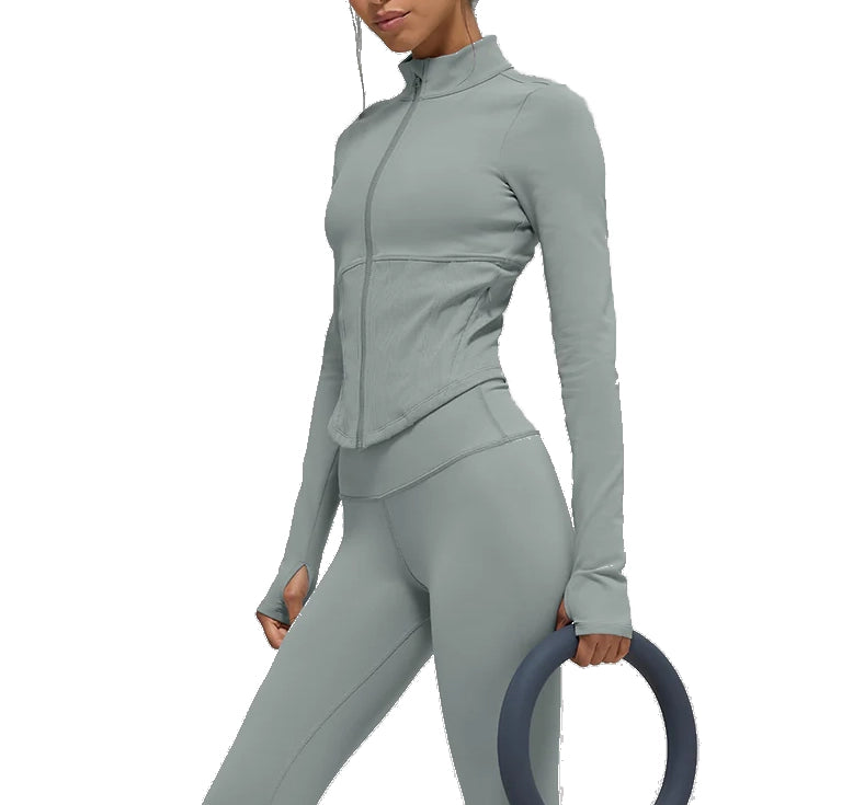 alo Women's Airbrush Corset Full Zip Jacket Lunar Grey