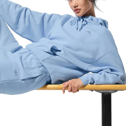 alo Women's Accolade Hoodie Seashell Blue