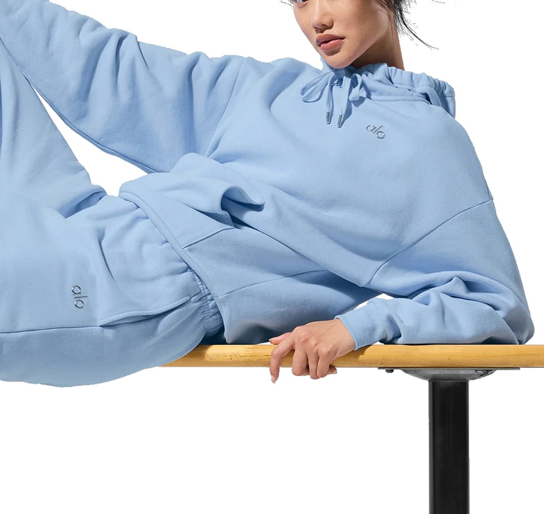alo Women's Accolade Hoodie Seashell Blue