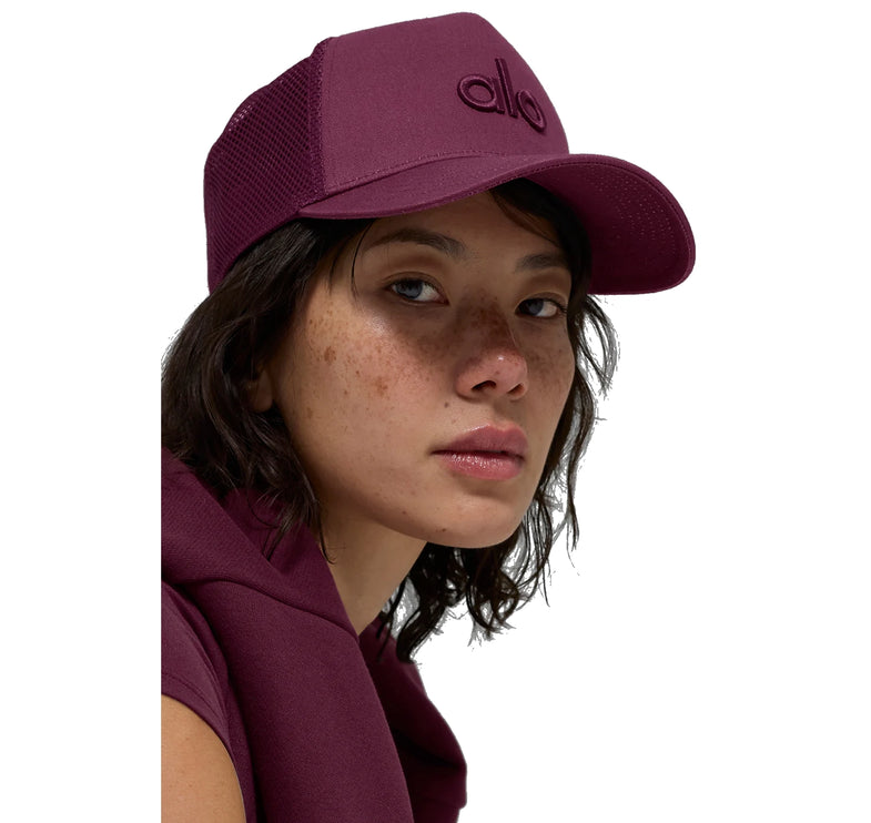 alo Unisex District Trucker Hat Burgundy