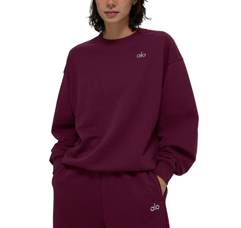 alo Women's Accolade Crew Neck Pullover Burgundy