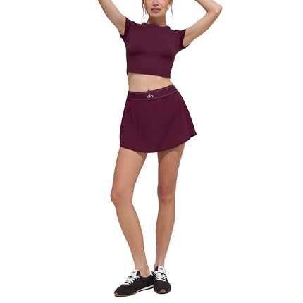 alo Women's Match Point Tennis Skirt Burgundy