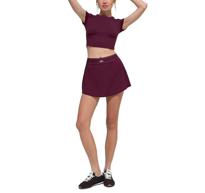 alo Women's Match Point Tennis Skirt Burgundy
