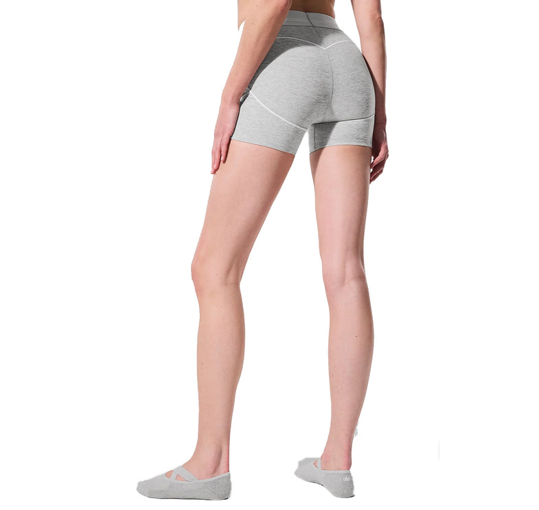 alo Women's 4” Alosoft High-Waist Heart Throb Short Athletic Heather Grey/White