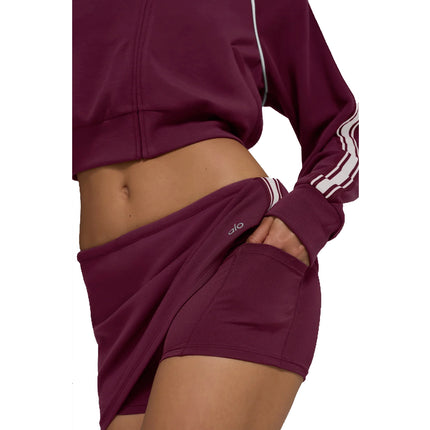 alo Women's Track Star Mini Skirt Burgundy