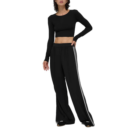 alo Women's Track Star Wide Leg Pant (Regular) Black