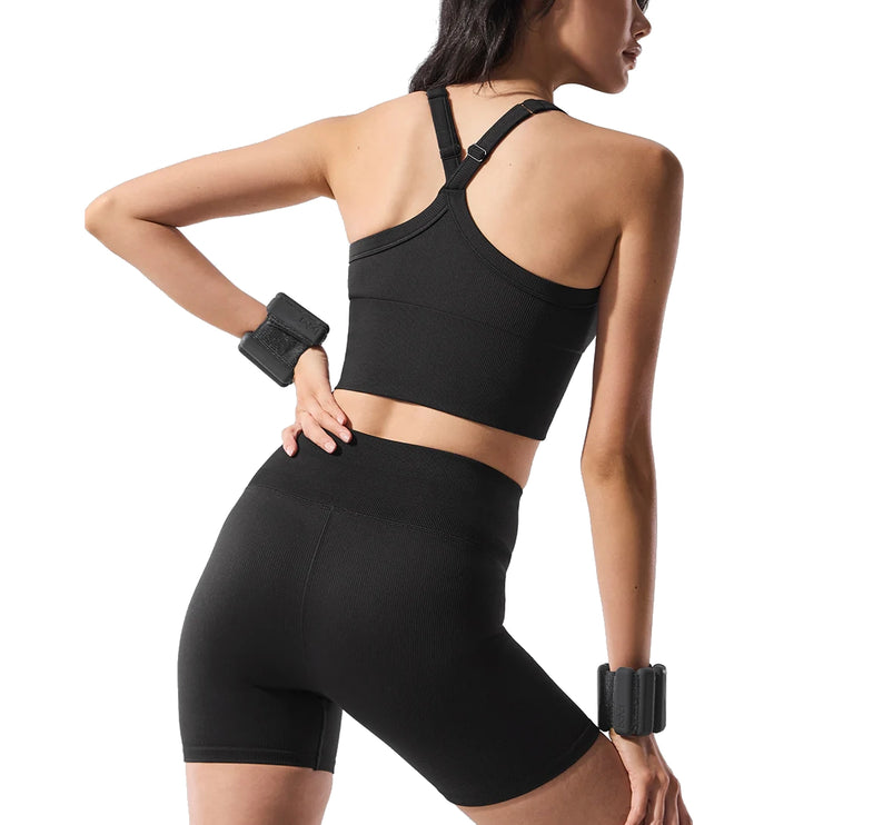 alo Women's Seamless Ribbed Favorite Bra Tank Black