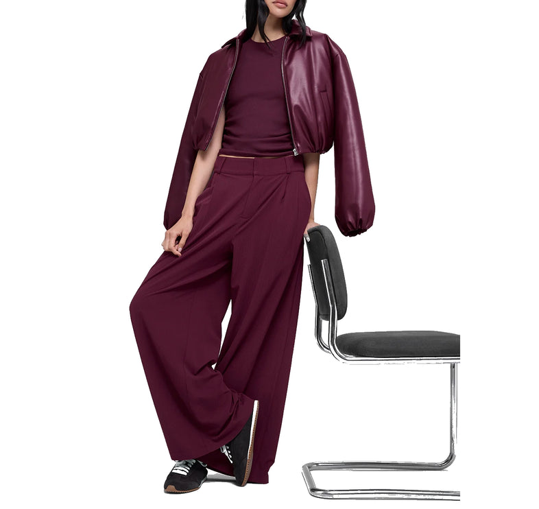 alo Women's High-Waist Dreamscape Trouser (Regular) Burgundy
