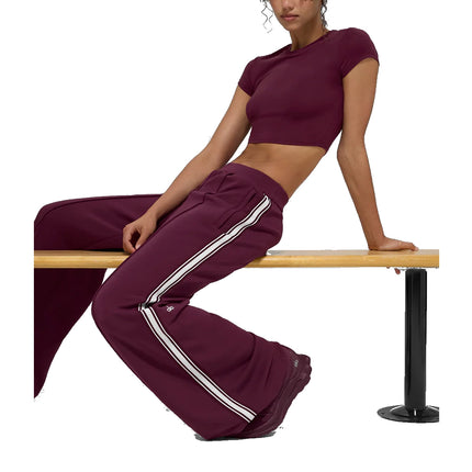 alo Women's Track Star Wide Leg Pant 30" (Regular) Burgundy