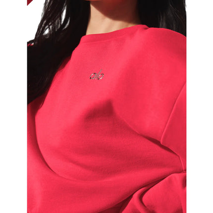 alo Women's Cropped Accolade Crewneck Candy Red