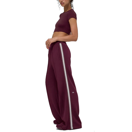 alo Women's Track Star Wide Leg Pant 30" (Regular) Burgundy
