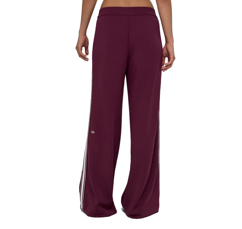 alo Women's Track Star Wide Leg Pant 30" (Regular) Burgundy