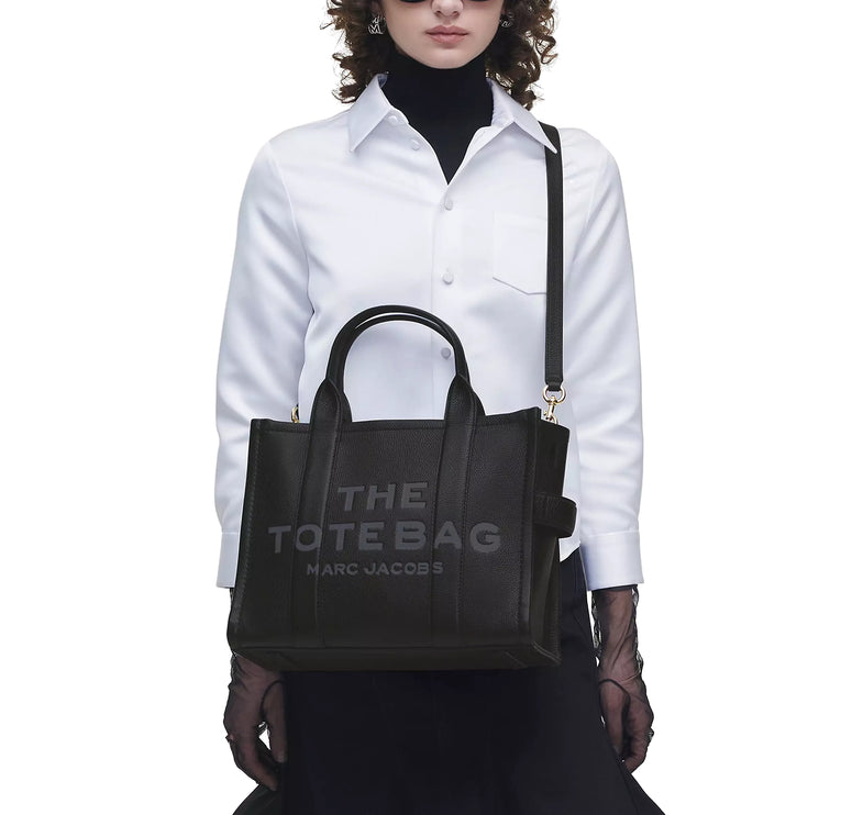 Marc Jacobs Women's The Leather Medium Tote Bag Black - Hemen Kargoda