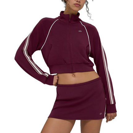 alo Women's Track Star Full Zip Jacket Burgundy