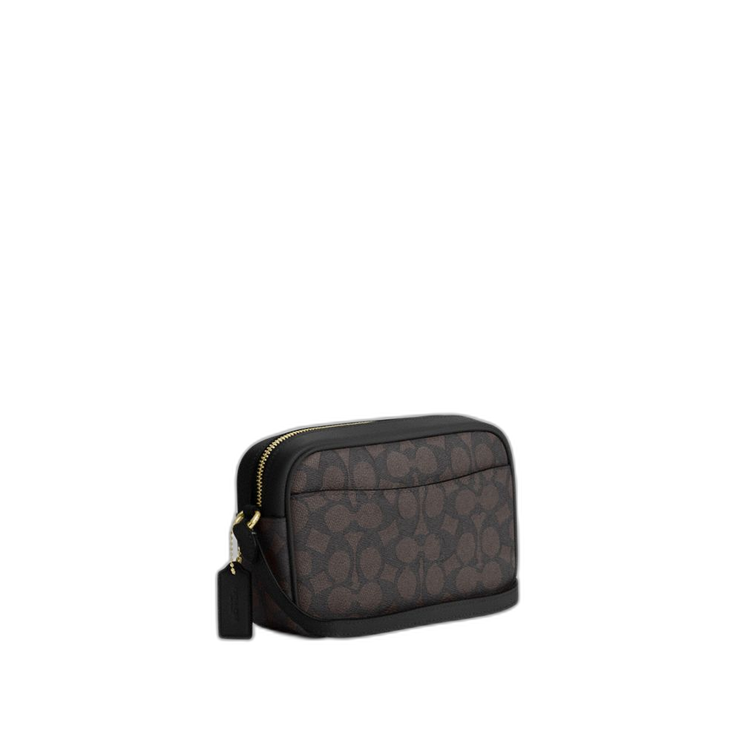 Coach Women's Mini Jamie Camera Bag In Signature Canvas Gold/Walnut/Black - Hemen Kargoda