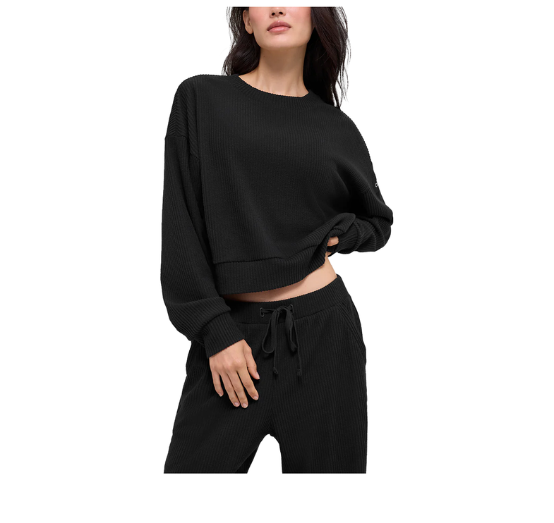 alo Women's Muse Crew Neck Pullover Black
