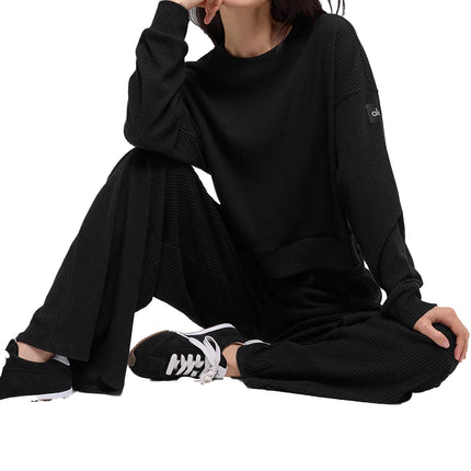 alo Women's Muse Crew Neck Pullover Black