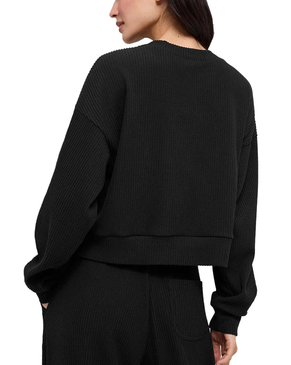 alo Women's Muse Crew Neck Pullover Black