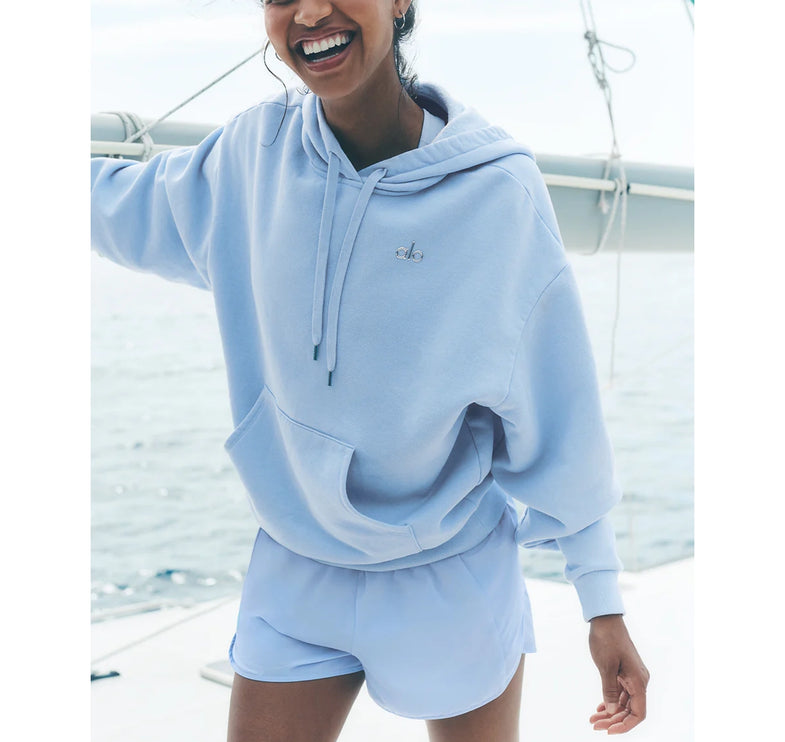 alo Women's Accolade Hoodie Seashell Blue