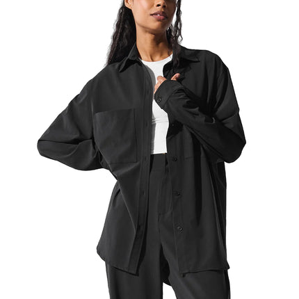 alo Women's Dreamscape Button Down Long Sleeve Black