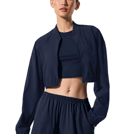 alo Women's Cropped Breezy Full-Zip Cover Up Navy