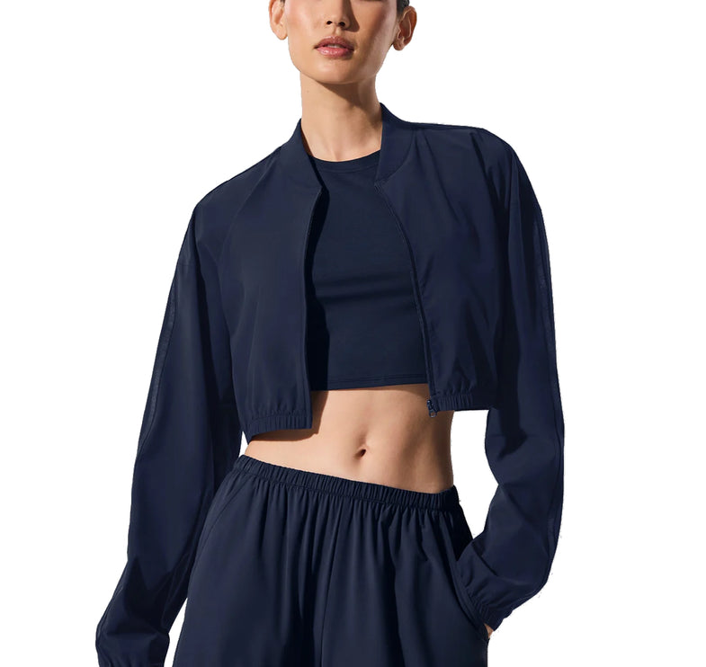 alo Women's Cropped Breezy Full-Zip Cover Up Navy