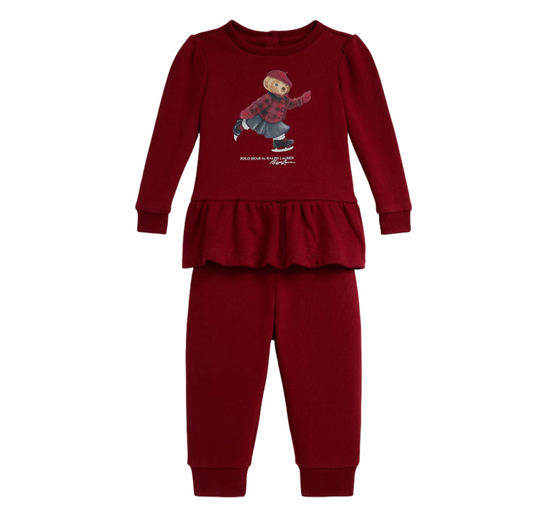 Polo Ralph Lauren Baby Polo Bear Fleece Sweatshirt & Pant Set Holiday Red