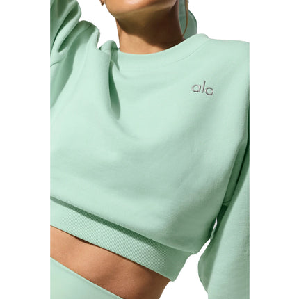 alo Women's Cropped Accolade Crewneck Spearmint