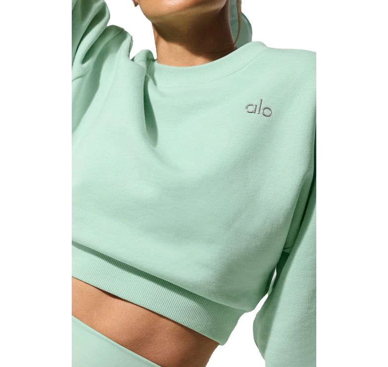 alo Women's Cropped Accolade Crewneck Spearmint