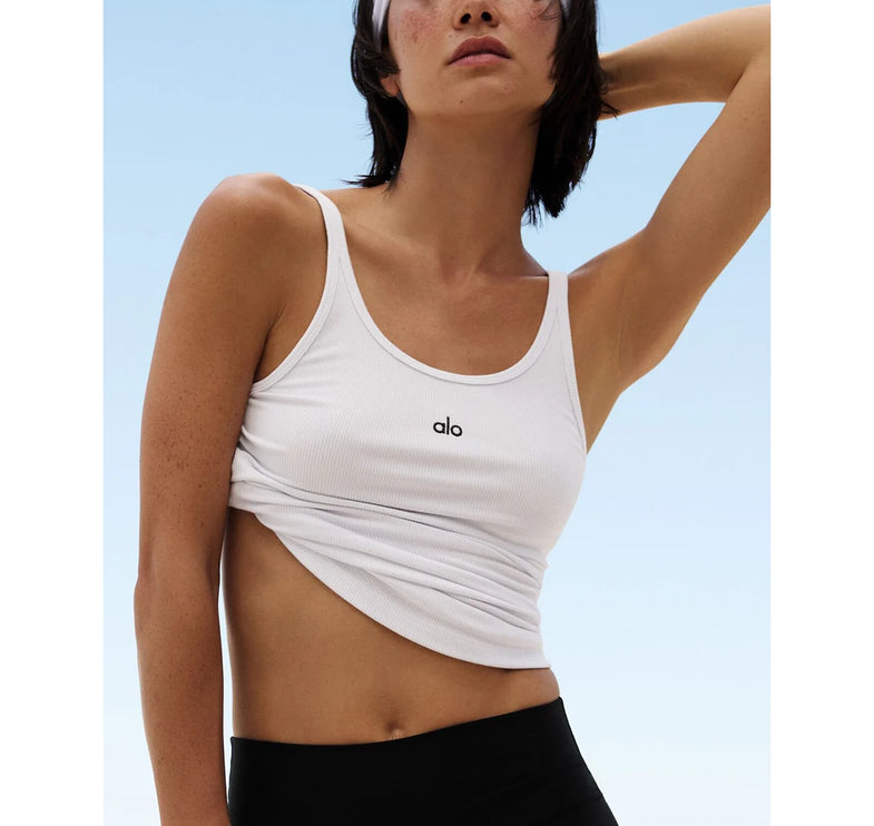 alo Women's Ribbed Prosper Tank White