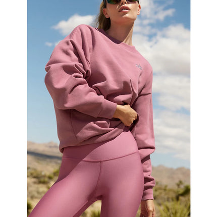 alo Women's Accolade Crew Neck Pullover Pink Wild Rose