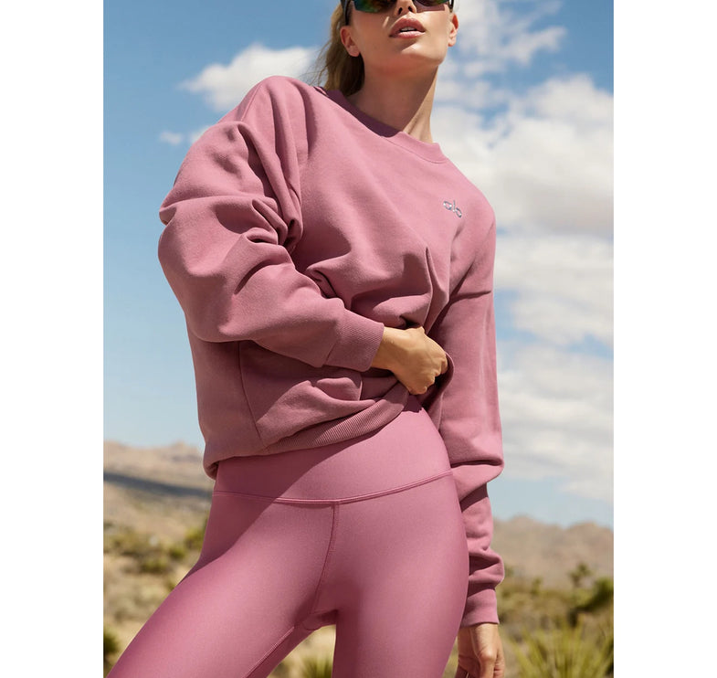 alo Women's Accolade Crew Neck Pullover Pink Wild Rose