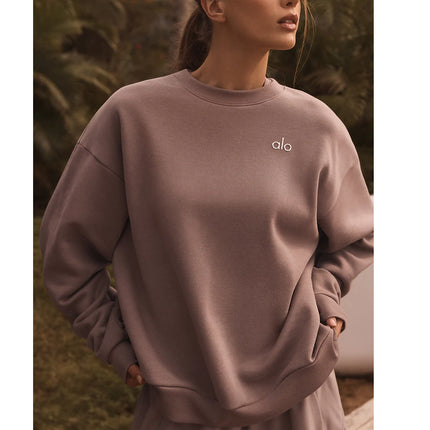 alo Women's Accolade Crew Neck Pullover Taupe