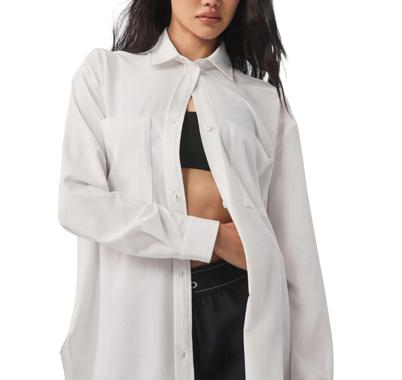 alo Women's Dreamscape Button Down Long Sleeve White