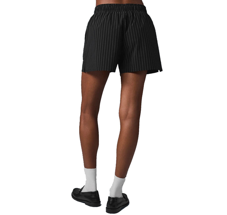 alo Women's Pinstripe Daylight Boxer Short Black/Titanium