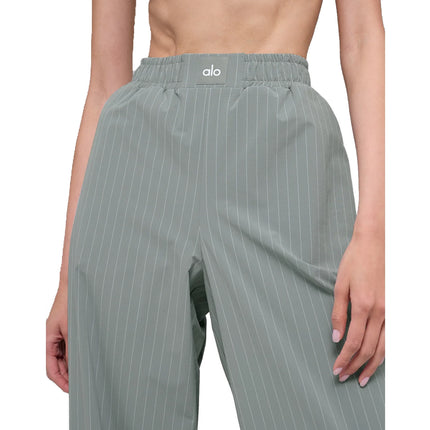 alo Women's Pinstripe Daylight Boxer Pant (Regular) Lunar Grey/White
