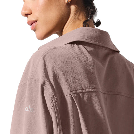 alo Women's Dreamscape Button Down Long Sleeve Taupe