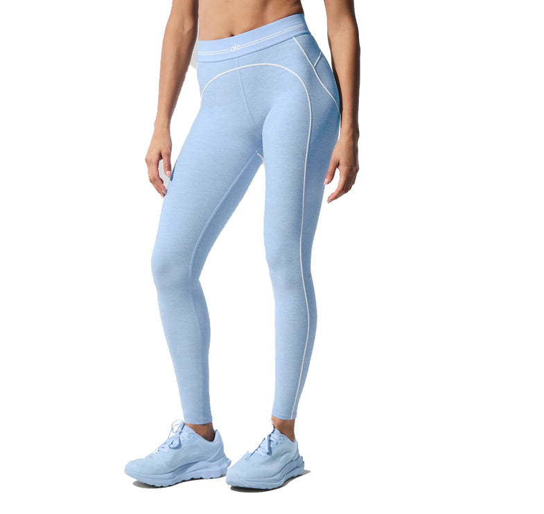 alo Women's Alosoft High-Waist Heart Throb Legging Seashell Blue Heather/White