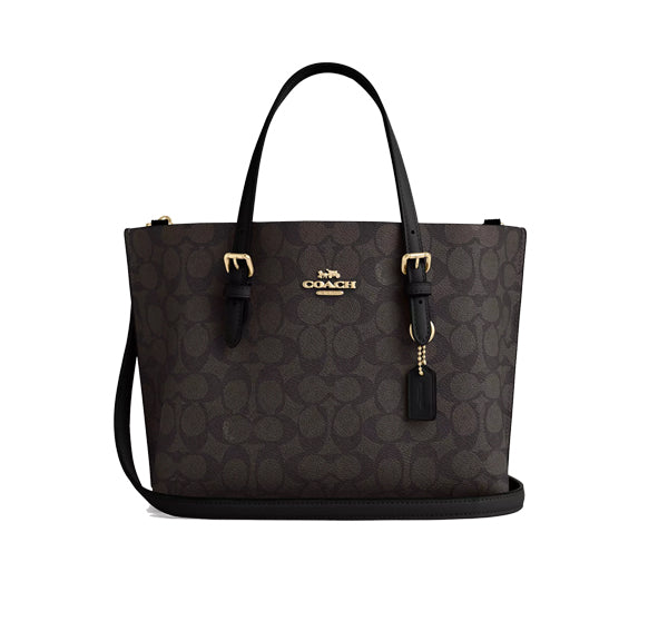 Coach Women's Mollie Tote Bag 25 In Signature Canvas Gold/Walnut/Black - Hemen Kargoda