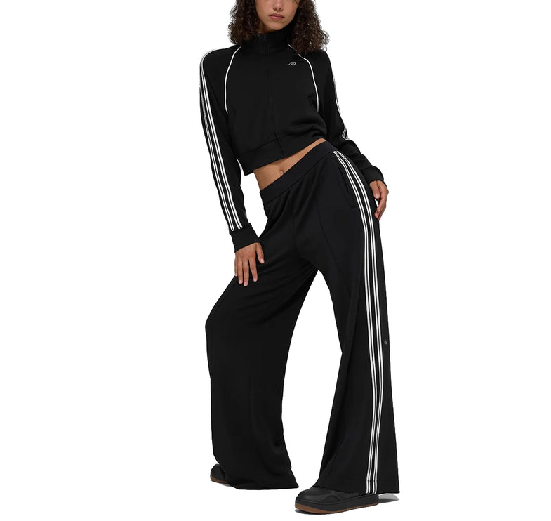 alo Women's Track Star Full Zip Jacket Black