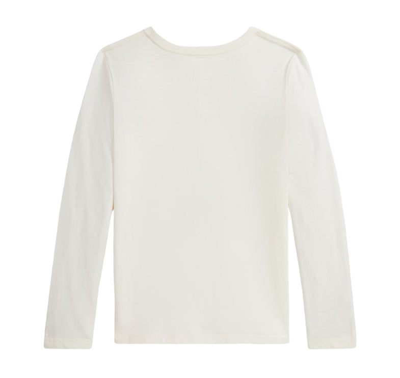 Polo Ralph Lauren Girl's Polo Bear Cotton Jersey Long-Sleeve Tee White