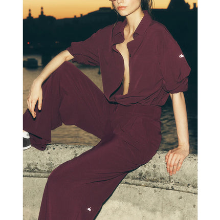 alo Women's High-Waist Dreamscape Trouser (Regular) Burgundy
