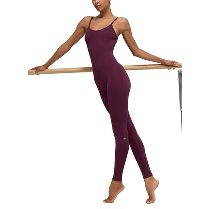 alo Women's Airbrush One And Done Onesie Burgundy