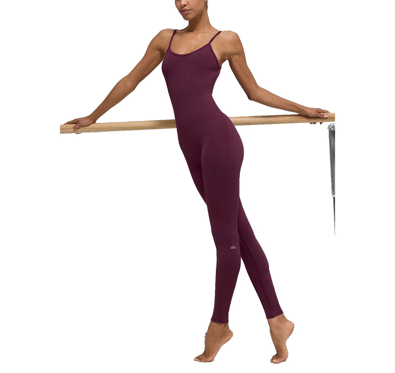 alo Women's Airbrush One And Done Onesie Burgundy