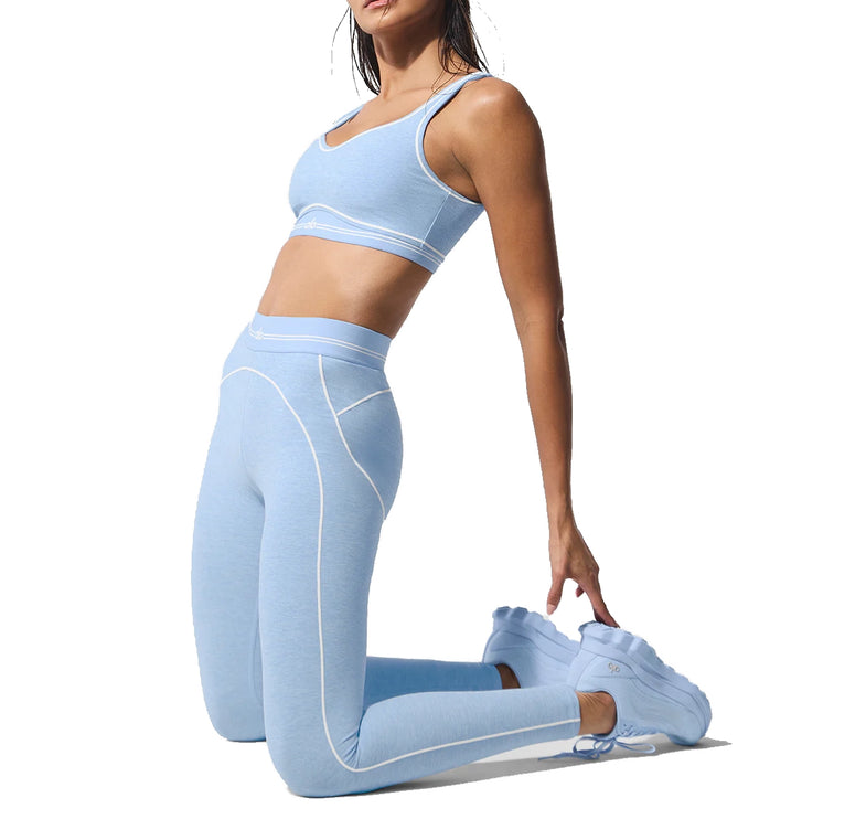 alo Women's Alosoft High-Waist Heart Throb Legging Seashell Blue Heather/White