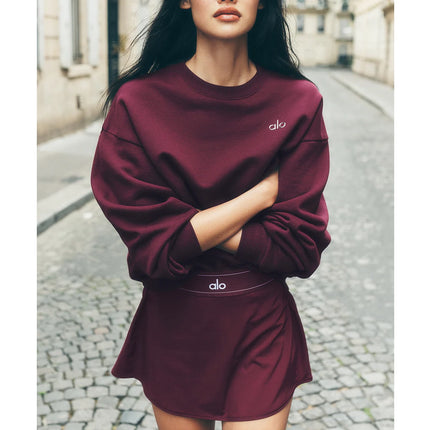 alo Women's Accolade Crew Neck Pullover Burgundy