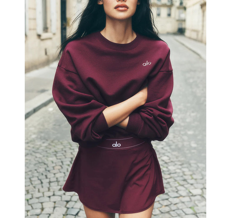 alo Women's Accolade Crew Neck Pullover Burgundy
