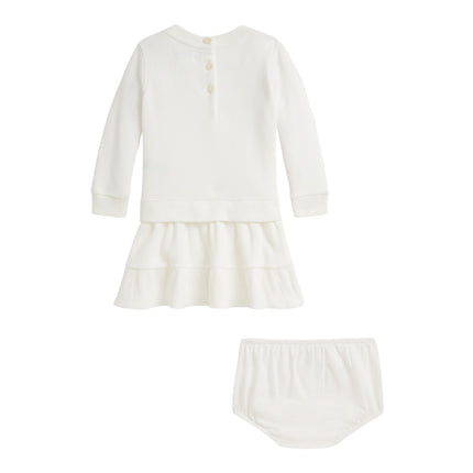 Polo Ralph Lauren Baby Polo Bear Fleece Dress & Bloomer Trophy Cream