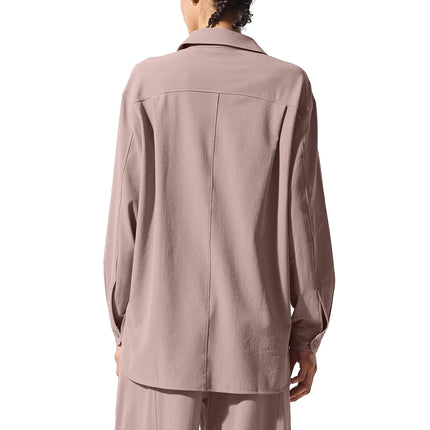 alo Women's Dreamscape Button Down Long Sleeve Taupe